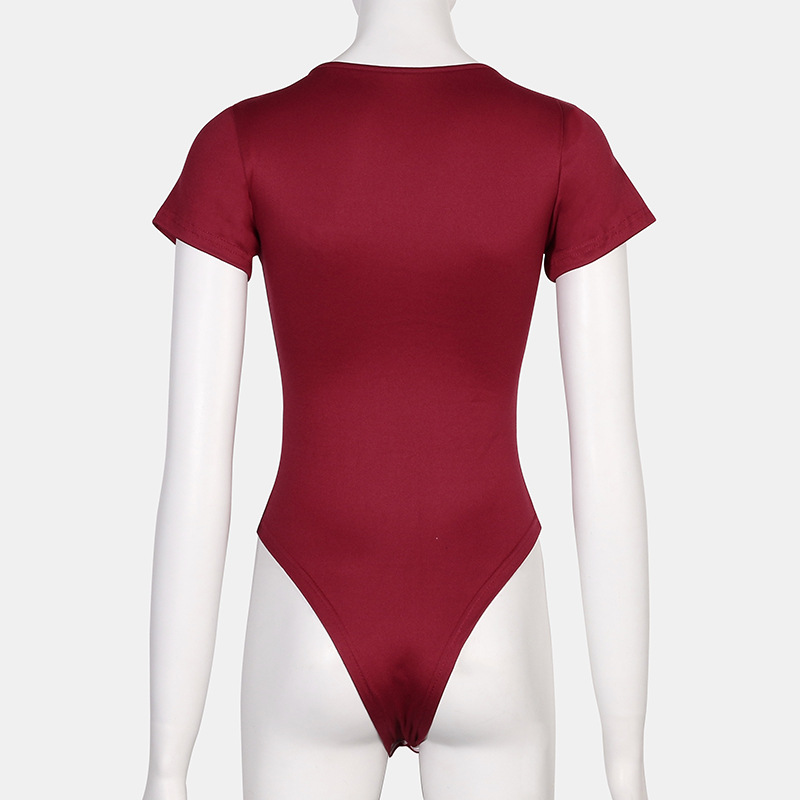 Womens Seamless Short Sleeve Bodysuit - Round Neck Thong Body Shaper